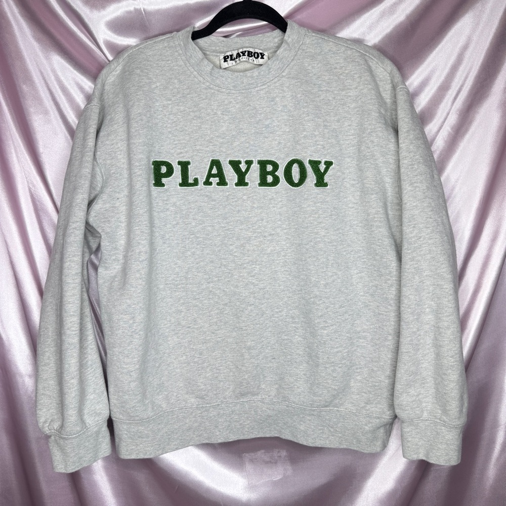 PLAYBOY Men’s Gray Crewneck Sweater Sweatshirt SZ M